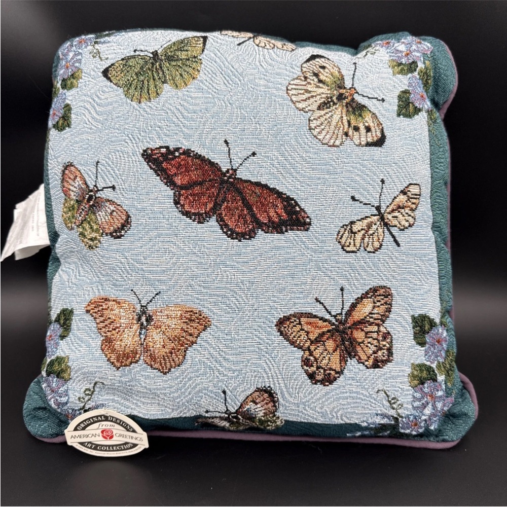 Butterfly tapestry pillow 15"x15" Mohawk American Greeting Good Housekeeping ‘99